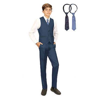Gioberti Boy's 5 Piece Vest And Pants Set w/ Shirt And Ties