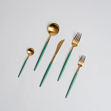 Ozarke Royal Cutlery Set, Stainless Steel, Matte Gold & Black - Set of 20