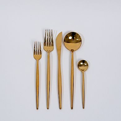 Ozarke Royal Cutlery Set, Stainless Steel, Matte Gold & Black - Set of 20