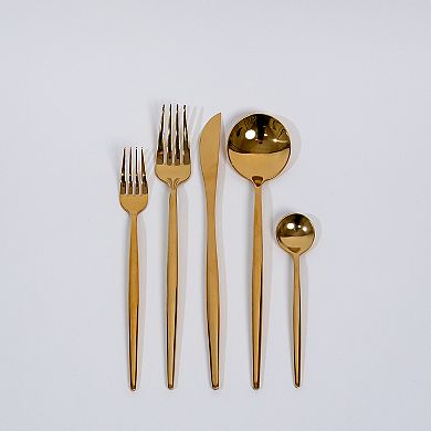 Ozarke Royal Cutlery Set, Stainless Steel, Matte Gold & Black - Set Of 20