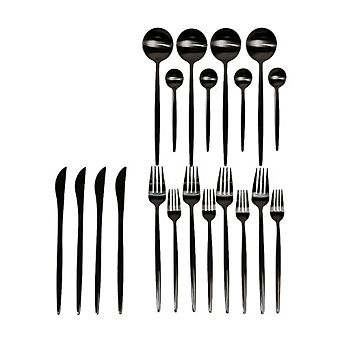 Ozarke Royal Cutlery Set, Stainless Steel, Matte Gold & Black - Set of 20