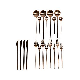 Ozarke Royal Cutlery Set, Stainless Steel, Matte Gold & Black - Set of 20