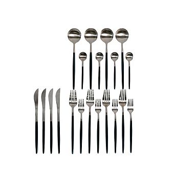 Ozarke Royal Cutlery Set, Stainless Steel, Matte Gold & Black - Set of 20