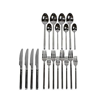 Ozarke Malta Cutlery Set, Stainless Steel, Shiny Silver - Set of 20