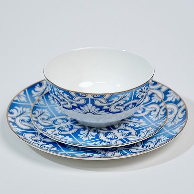 Ozarke's Blue And White With Gold Rim Plates Set