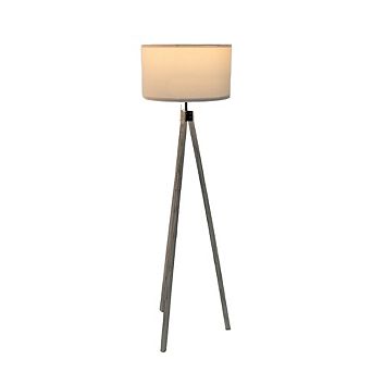 Rustic White Wood Tripod Floor Lamp