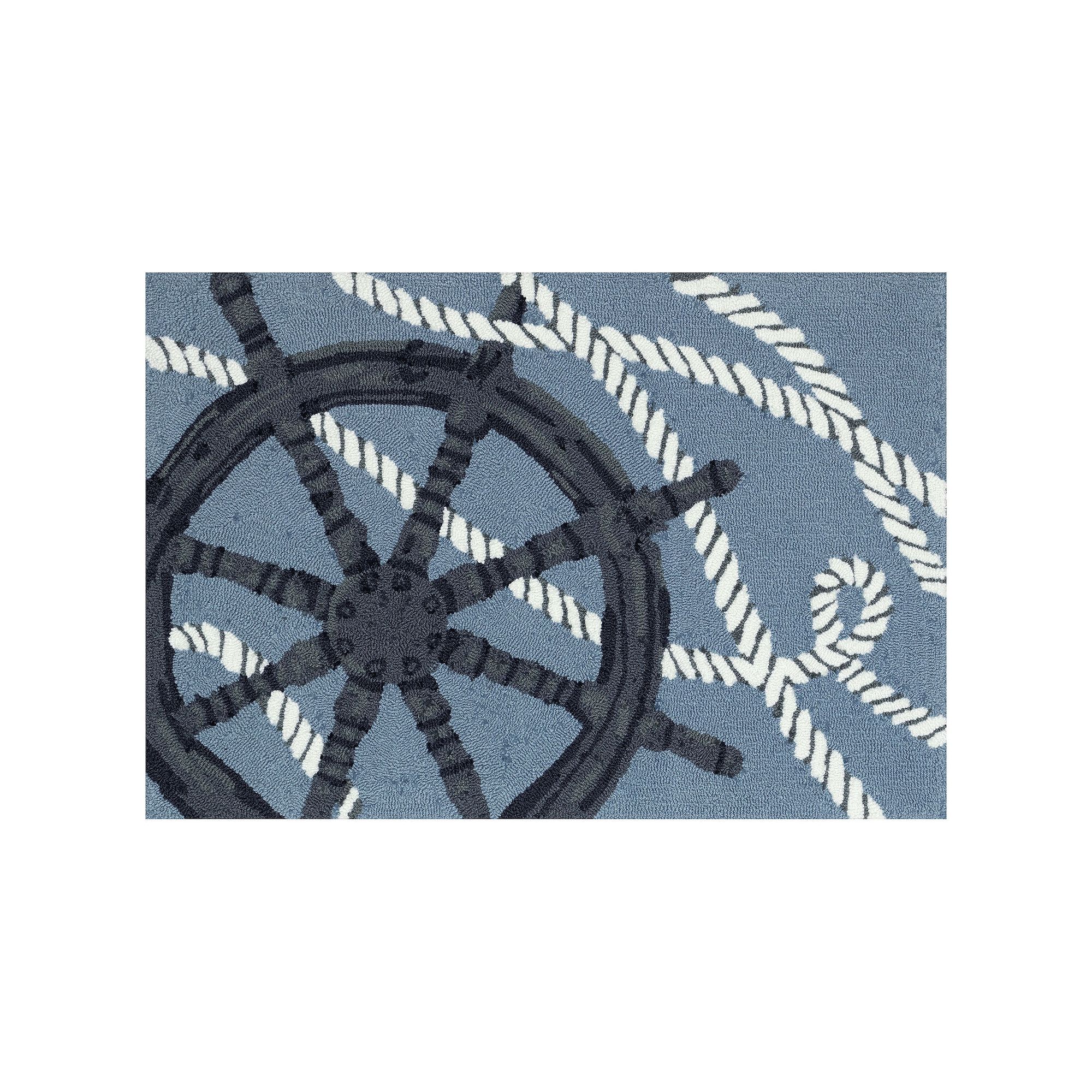 Liora Manne Frontporch Captains Wheel Indoor/Outdoor Area Rug, Marine