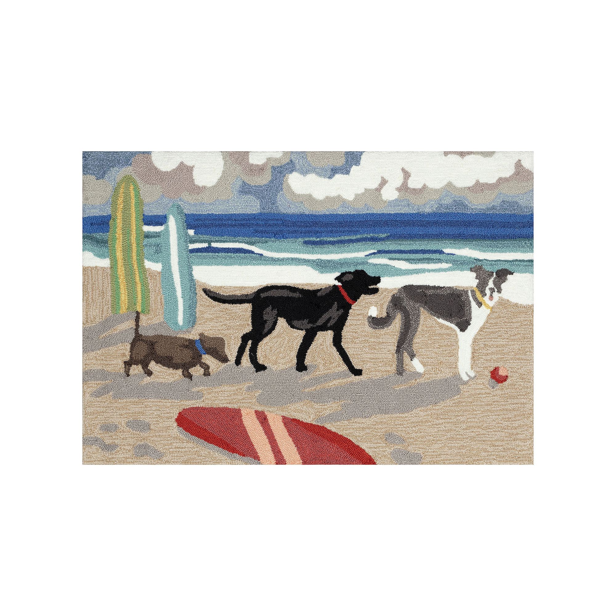 Liora Manne Frontporch Dog Beach Indoor/Outdoor Area Rug, Blue