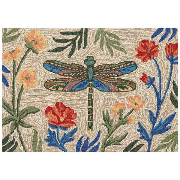Liora Manne Frontporch Floral Dragonfly Indoor/Outdoor Area Rug