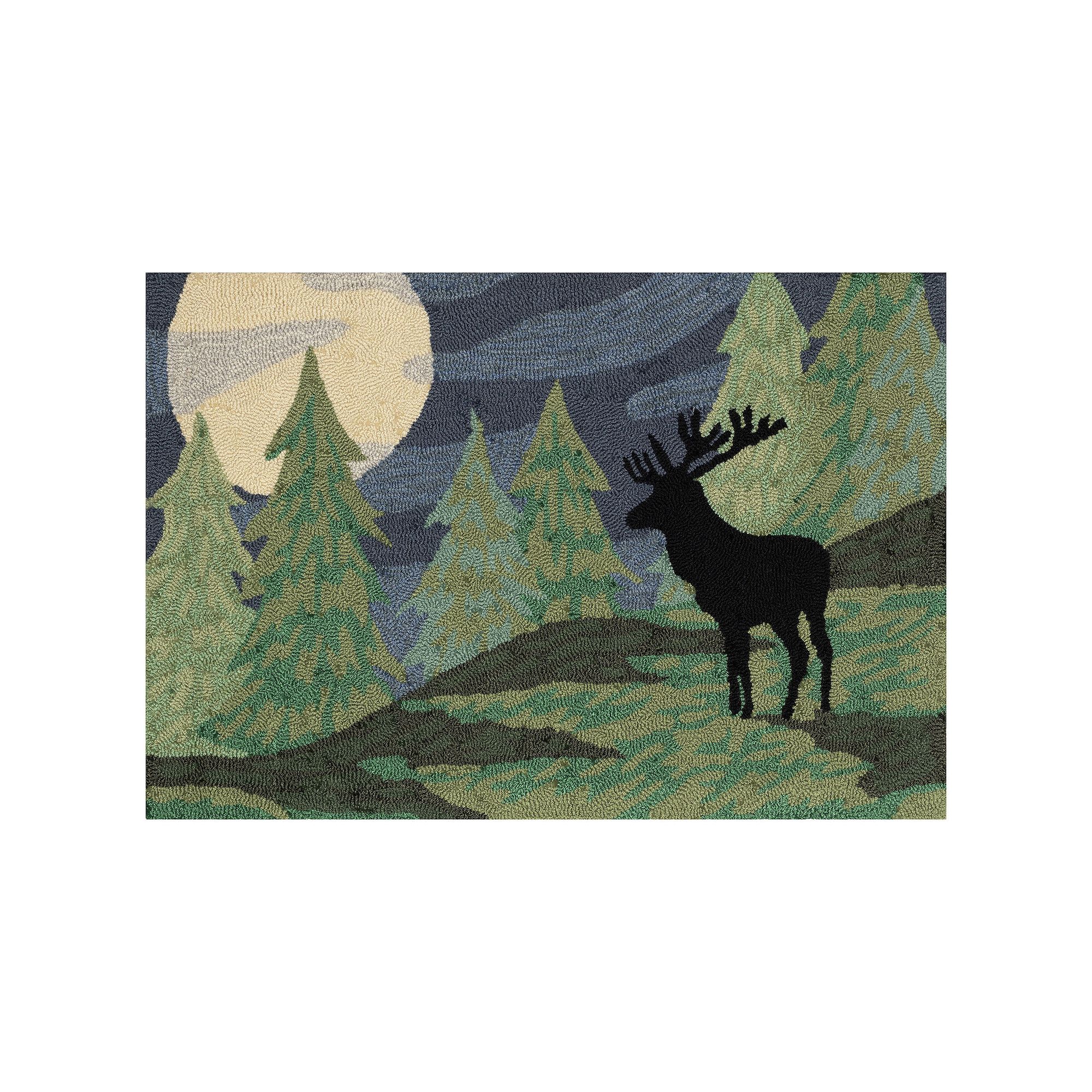 Liora Manne Frontporch Moonlit Mountain Indoor/Outdoor Area Rug, Green