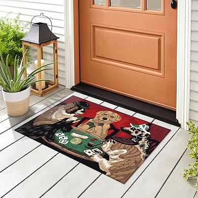 Liora Manne Frontporch Poker Pups Indoor/Outdoor Area Rug