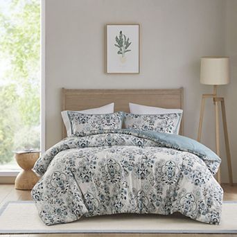 Madison Park Joyce 3 pc Floral Printed Cotton Comforter Set
