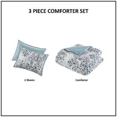 Madison Park Joyce 3 Piece Floral Printed Cotton Comforter Set