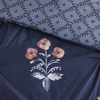 Madison Park Peony 4-Piece Pintuck Comforter Set with Throw Pillow