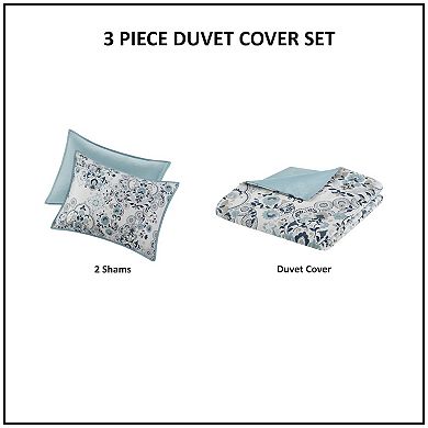 Madison Park Joyce 3-Piece Floral Printed Cotton Duvet Cover Set
