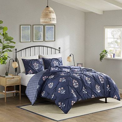 Madison Park Peony 3-Piece Pintuck Duvet Cover Set