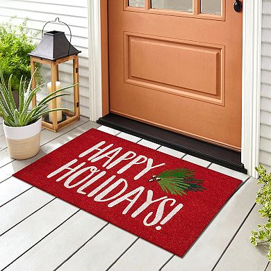 Liora Manne Natura Happy Holidays Holly Outdoor Mat