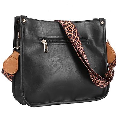 Women's, Fashion Leather Crossbody Bag With Adjustable Guitar Strap