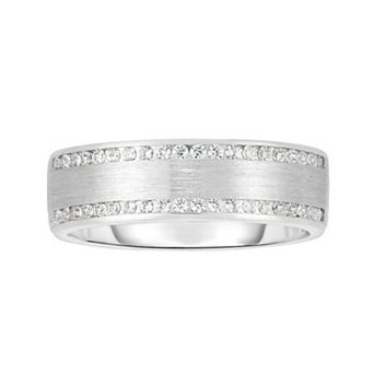 Diamaison Men's 10k White Gold 1/2 Carat T.W. Diamond Wedding Band