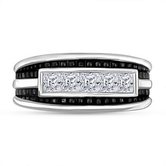 Diamaison Men's 14k White Gold 1 Carat T.W. Diamond Wedding Band
