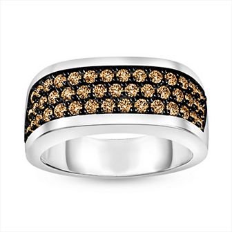 Men's 10k White Gold 1 Carat T.W. Brown Diamond Anniversary Band