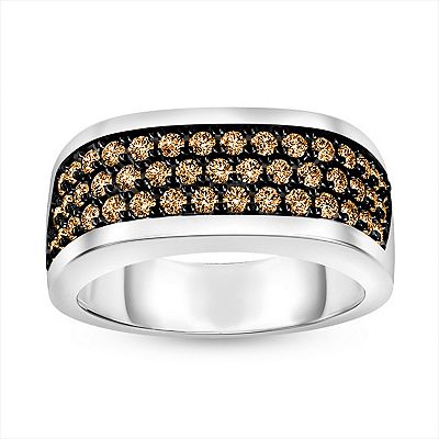 Men s 10k White Gold 1 Carat T.W. Brown Diamond Anniversary Band