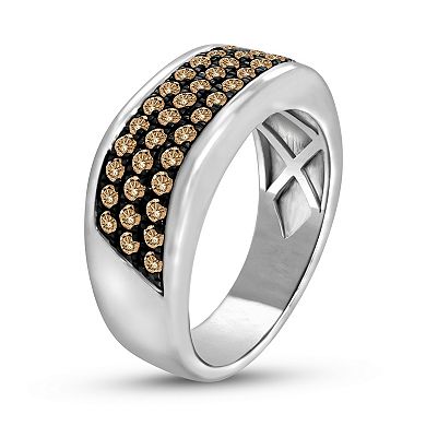 Men's 10k White Gold 1 Carat T.W. Brown Diamond Anniversary Band