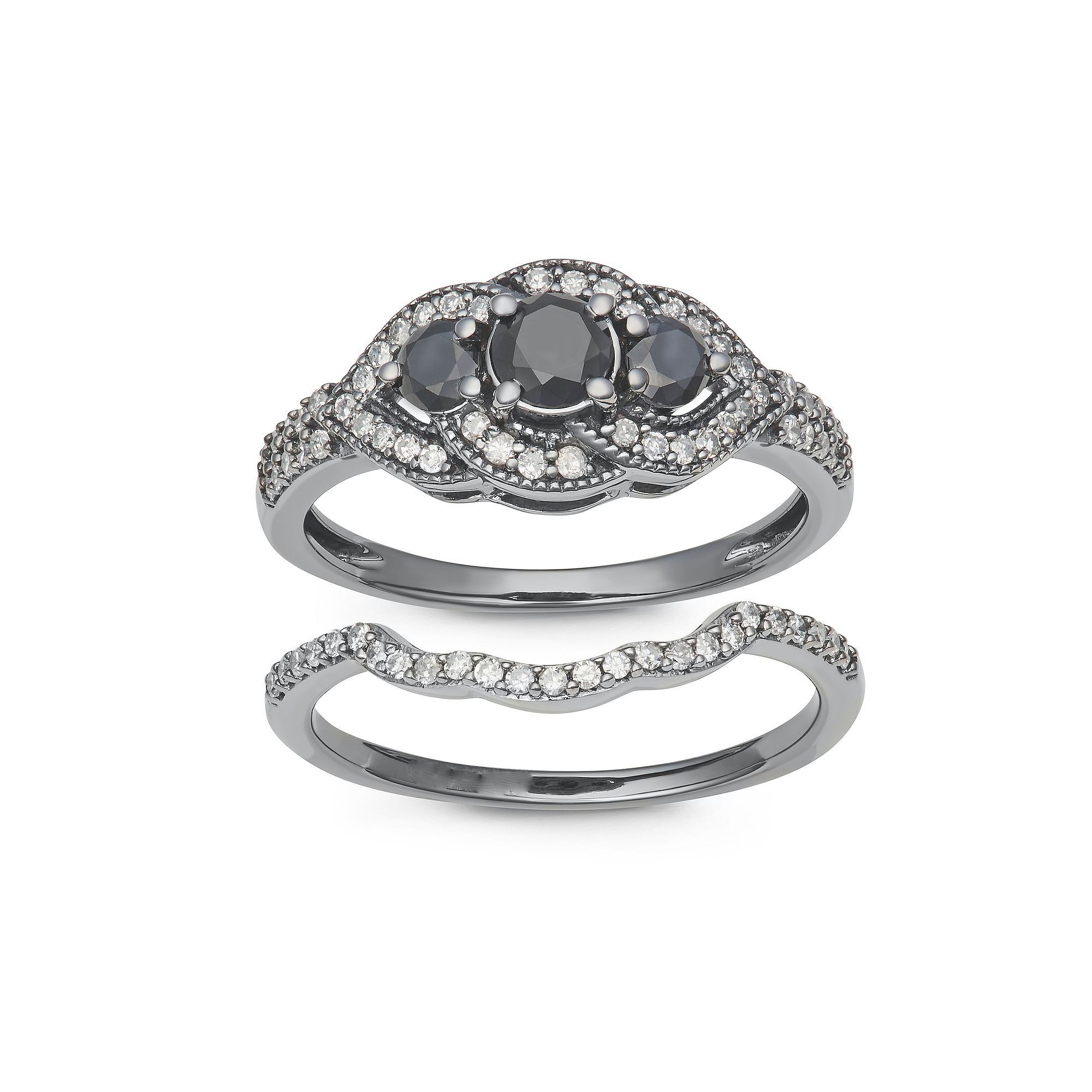 HDI 1 Carat T.W. Black Diamond Ring, Womens, Size: 5, 10k White Gold