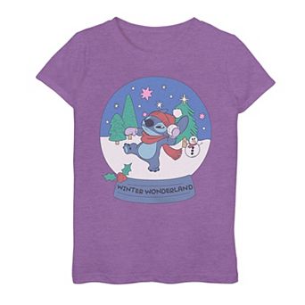 Disney's Lilo & Stitch Winter Wonderland Snowglobe Stitch Girls Graphic Tee