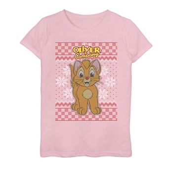 Disney's Oliver And Company Christmas Sweater Girls Graphic Tee