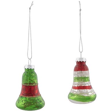 Northlight 9-Pack Silver & Red 2-Finish Glass Christmas Finial Ornaments