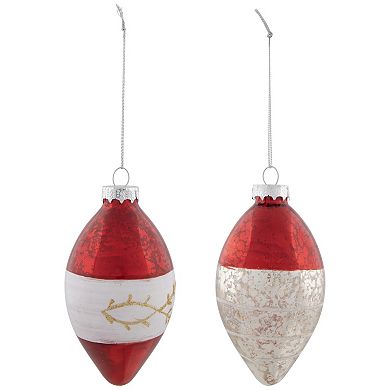 Northlight 9-Pack Silver & Red 2-Finish Glass Christmas Finial Ornaments