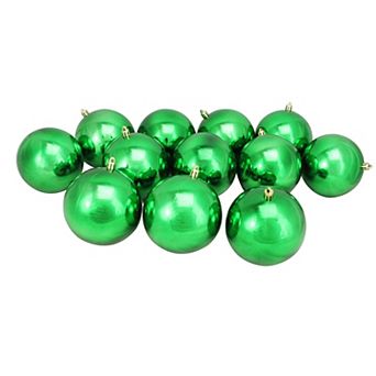 Northlight 12-Pack Christmas Green Shatterproof Shiny Christmas Ball Ornaments