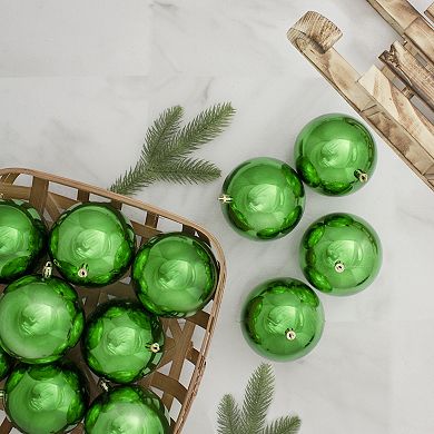 Northlight 12-Pack Christmas Green Shatterproof Shiny Christmas Ball Ornaments