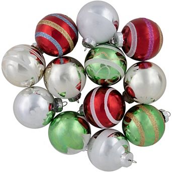 Northlight 12-Pack Multi Color Vintage Design Glass Ball Christmas Ornaments