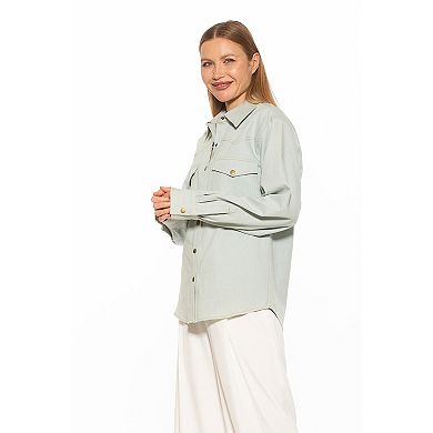Women's ALEXIA ADMOR Della Classic Western Button Down Oversized Denim Top