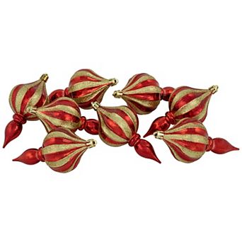 Northlight 8-Pack Red & Gold Shatterproof Slim Finial Christmas Ornaments