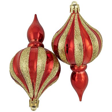 Northlight 8-Pack Red & Gold Shatterproof Finial Christmas Ornaments