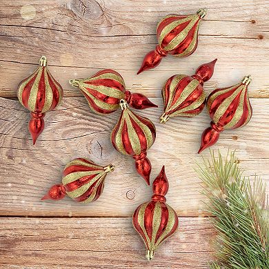 Northlight 8-Pack Red & Gold Shatterproof Finial Christmas Ornaments