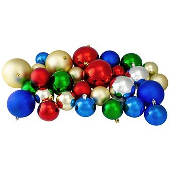 Northlight 50-Pack Traditional Multi Color Shatterproof 2-Finish Christmas Ball Ornaments