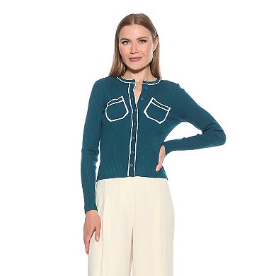 Women's ALEXIA ADMOR Clover Ribbed Knit Button Down Cardigan