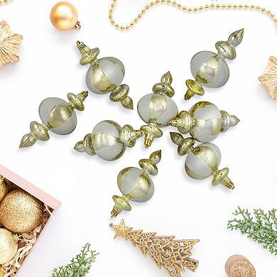 Northlight 8-Pack Champagne Shiny Finish Shatterproof Finial Christmas Ornaments