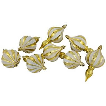 Northlight 8-Pack Gold Shatterproof Finial Christmas Ornaments