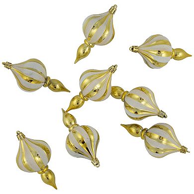 Northlight 8-Pack Gold Shatterproof Finial Christmas Ornaments