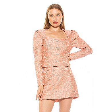 Women's ALEXIA ADMOR Rowan Long Puff Sleeve Sweetheart Lace Jacket
