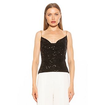 Women's ALEXIA ADMOR Aurora Draped Cowl Neck Spaghetti Tank Top