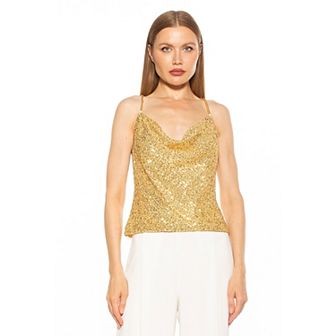 Women's ALEXIA ADMOR Aurora Draped Cowl Neck Spaghetti Tank Top