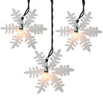 Northlight 10-Count White Glittered Snowflake Christmas Light Set