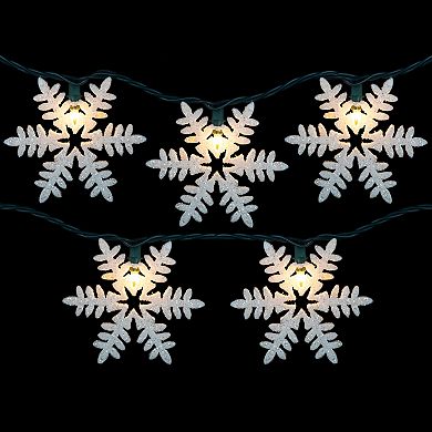 Northlight 10-Count White Glittered Snowflake Christmas Light Set