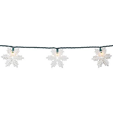 Northlight 10-Count White Glittered Snowflake Christmas Light Set